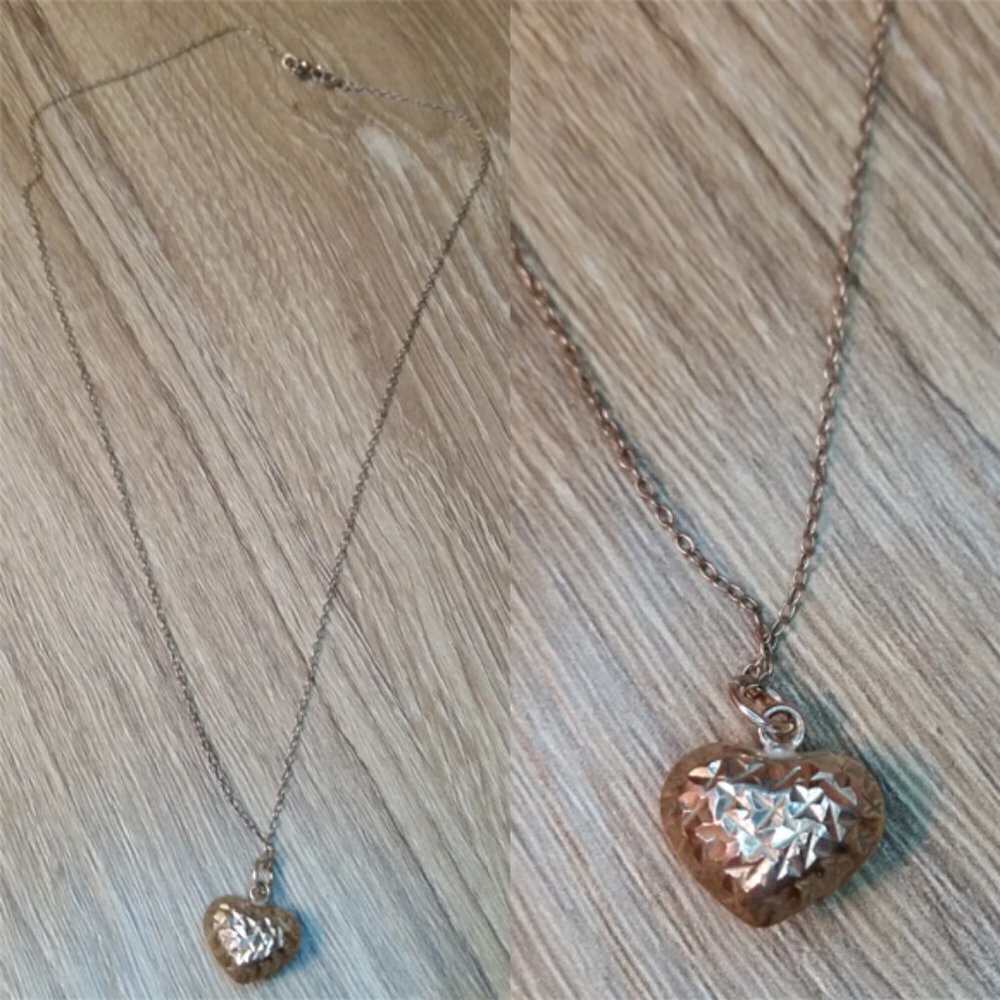 Sterling silver 925 textured puff puffy  heart pendant dainty chain necklace.